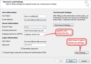 verizon email setup for outlook 2010